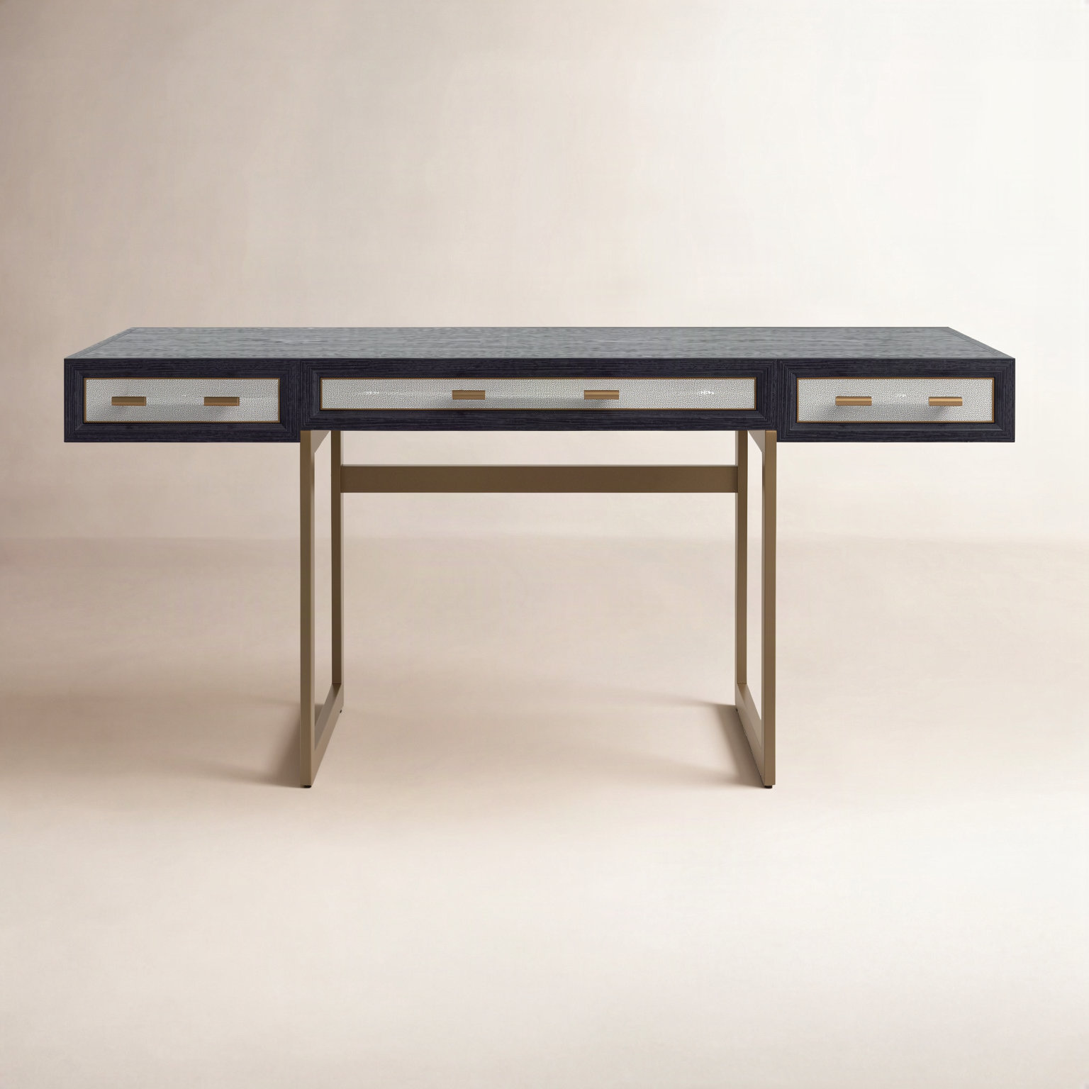Meera 63" Oak Writing Desk, Gray/Gold