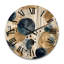 Horloge murale abstraite à motif abstrait avec textures bleues et dorées VII-760609475