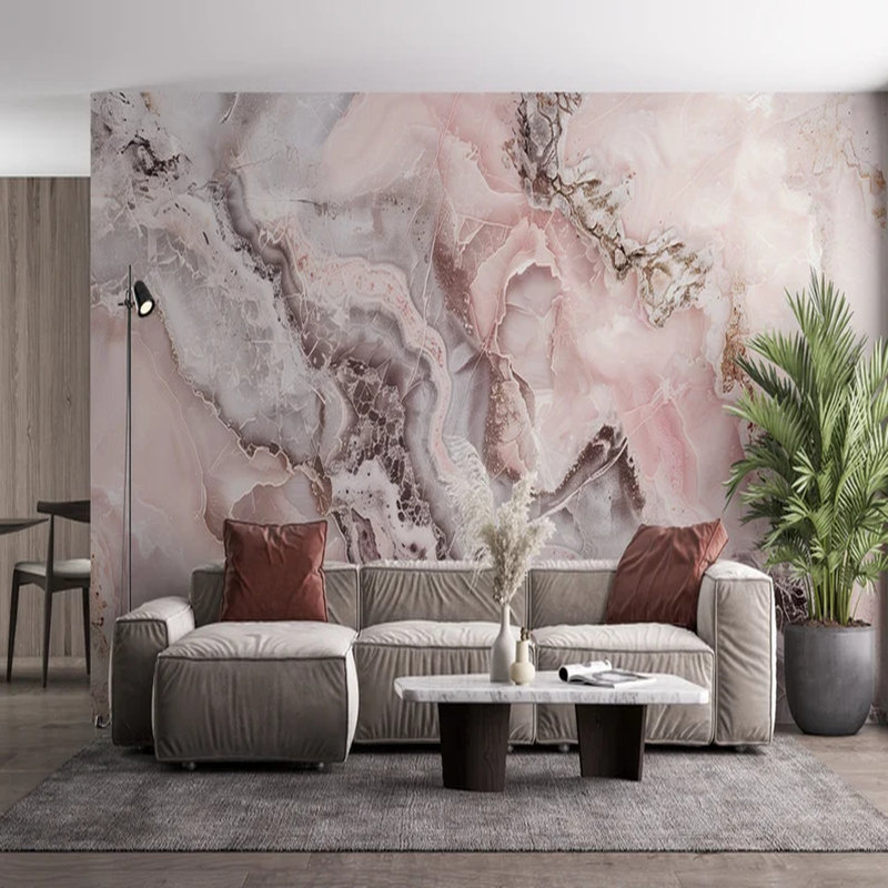 Papier peint rose onyx de luxe rose, L 108 po x l 96 po