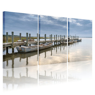 Water Dock Art sur toile tendue, ensemble de 3 reproductions de peintures à l'huile pour salon