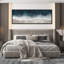 Impression sur toile surdimensionnée encadrée bleu marine, vagues de l'océan sur la plage-106766819-111696463