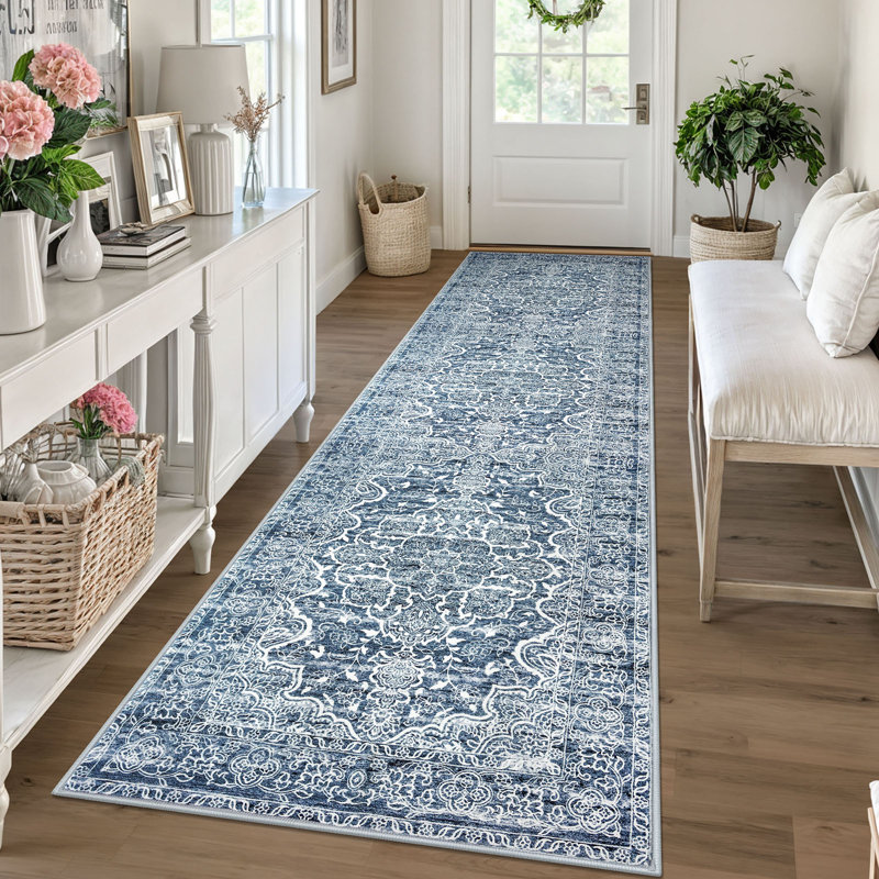 Area Rug Machine Washable Rugs with Rubber Backing for Living Room, Runner 2'7" x 10'