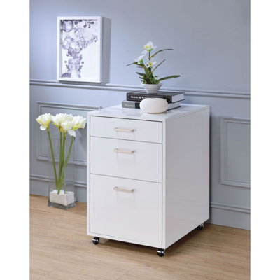 ACME Coleen - Classeur blanc brillant et chrome 92454