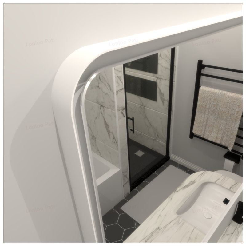 Miroir de salle de bain rectangulaire à DEL à cadre réglable et antibuée avec fonction mémoire et luminosité réglable