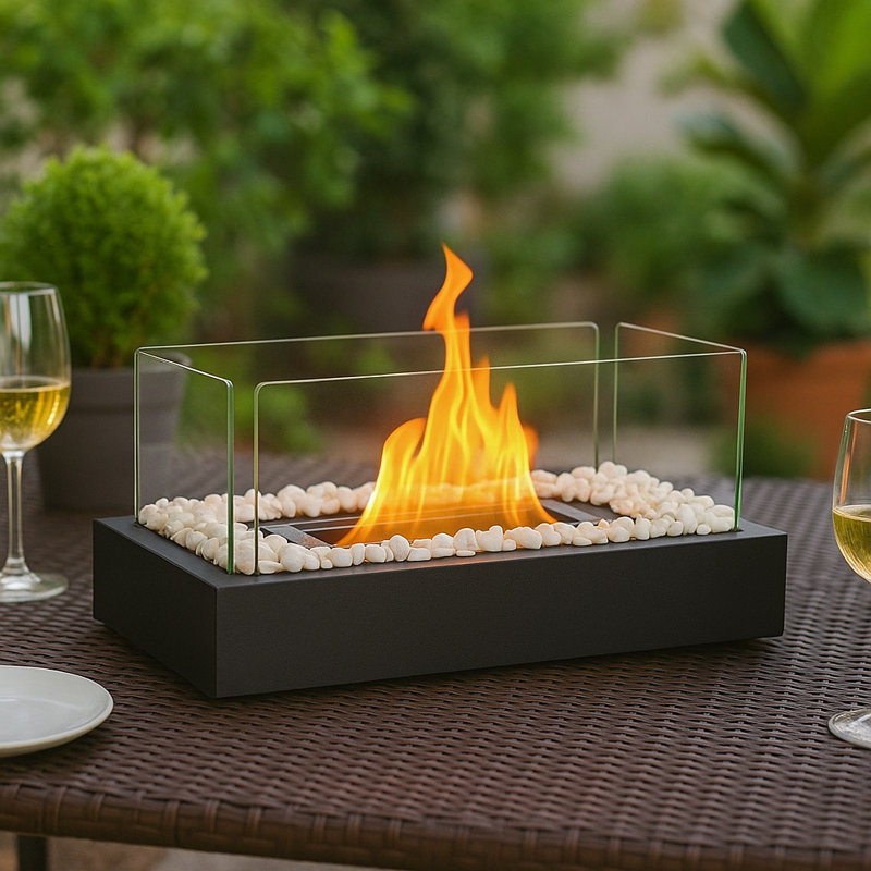 Bio-Ethanol Tabletop Fireplace with Flame Guard