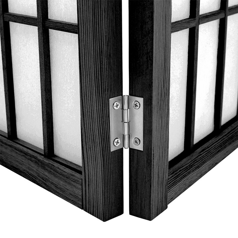 Jonah Panel Solid Wood Folding Room Divider, Black, 4