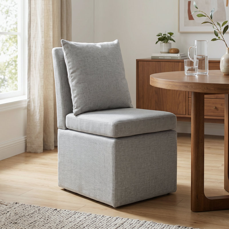 Chaise d'appoint à roulettes Wrentham Burney, Tissu gris pâle