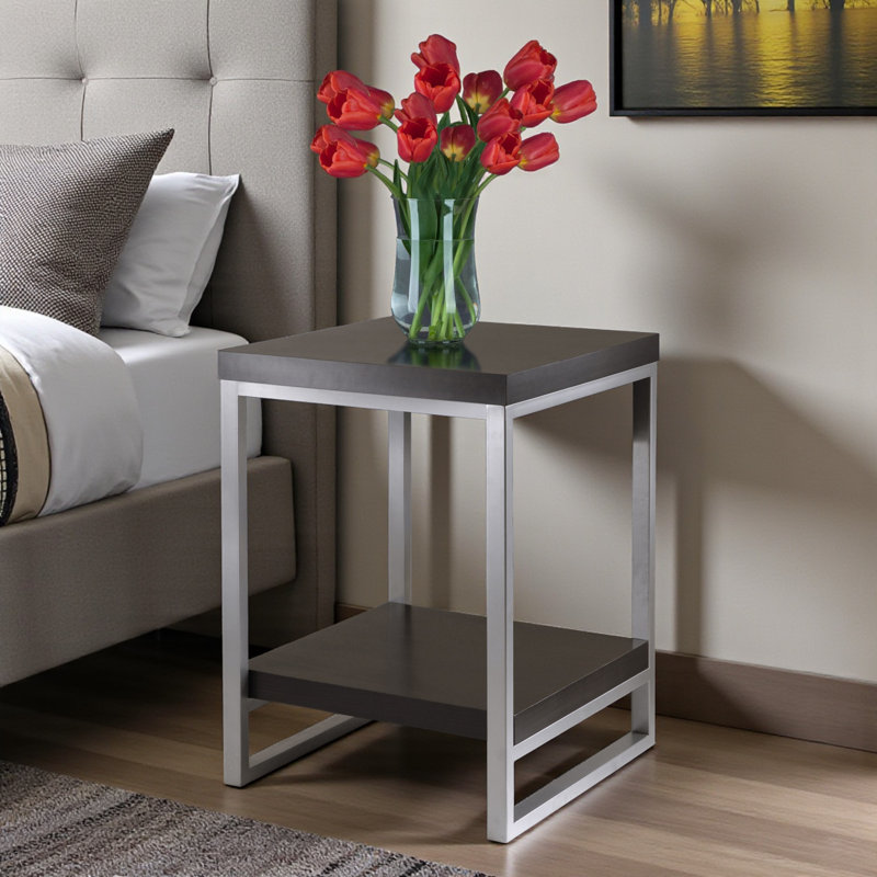 Mina End Table in Gray and Espresso