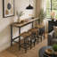 Ensemble de table de salle à manger long avec 3 tabourets, facile à assembler, naturel