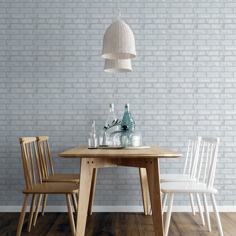 Glossy 3D Sticker Tile Peel & Stick Subway Tile - 15cm x 30cm, White/Marble