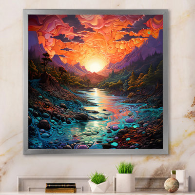 " Sunset In Mountain River "