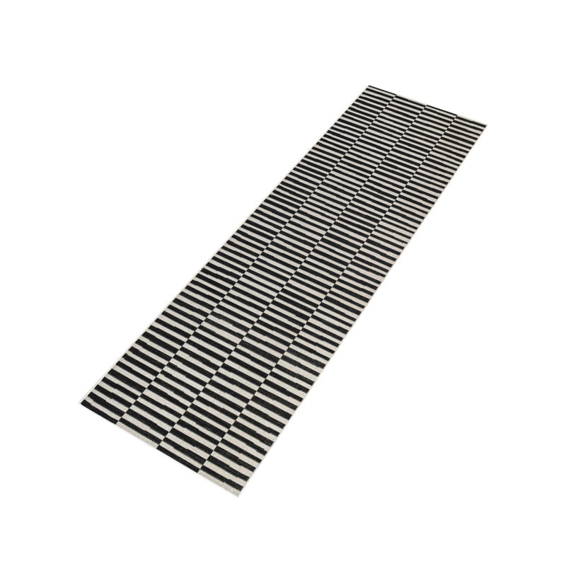 Tapis rayé ivoire / noir Arzilla, Black, Runner 2' x 6'