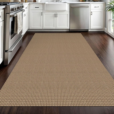 Tapis tissé 4 x 6 pi pour tapis d'entrée antidérapant tressé Tapis d'entrée pour chambre en coton Tapis de sol en coton pour chambre à coucher, salle à manger, salon, orange / brun clair / brun