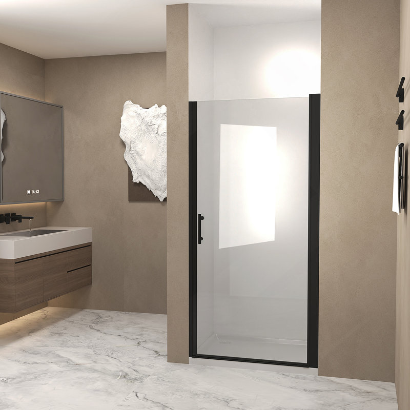 Pivot Shower Door With Aluminum Frame, Matte Black