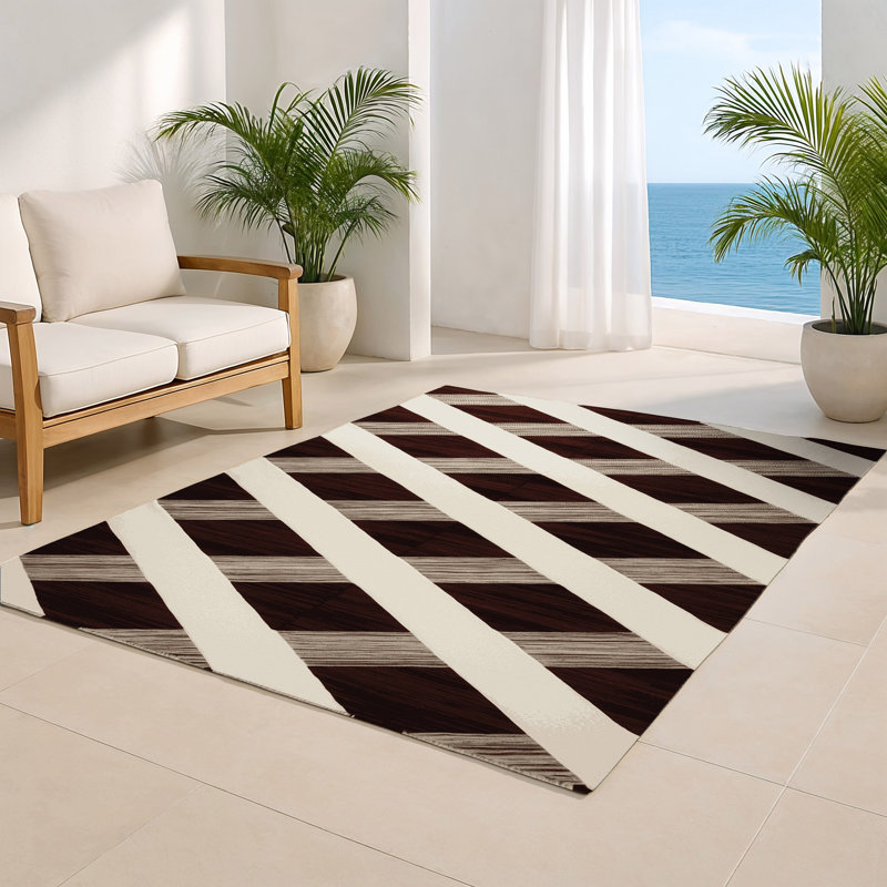 Tapis d'intérieur et d'extérieur à carreaux beige, Rectangulaire 2 pi x 3 pi