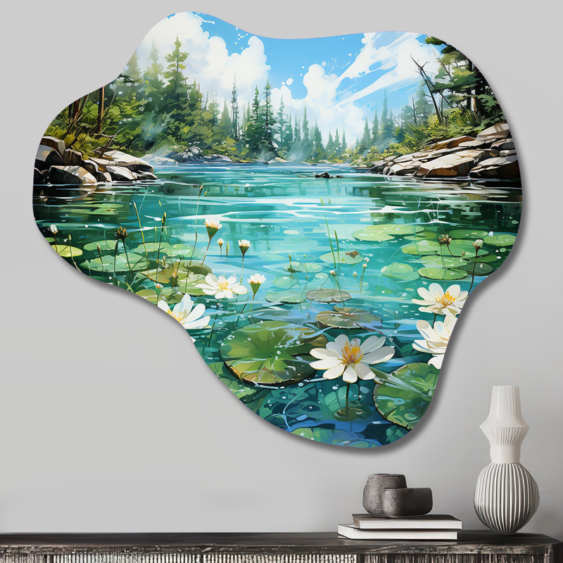 «Canada Lakeside Tranquility I - Cloud Canada», impression murale de sculpture asymétrique en métal