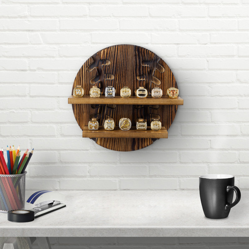 MyGift 11.81'' W 3.74'' D Baseball Solid Wood Medal Holder