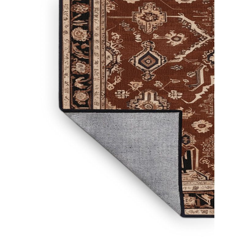 Tapis brun lavable à la machine, Rond 4 pi