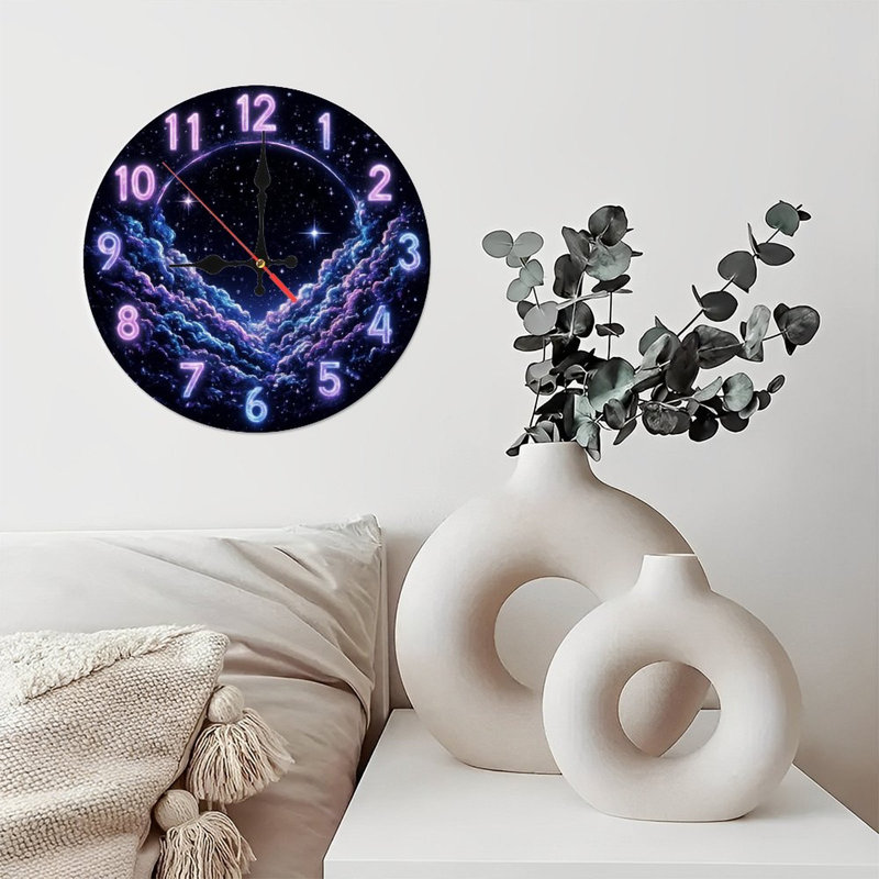 Horloge galaxie avec nuages nébuleux