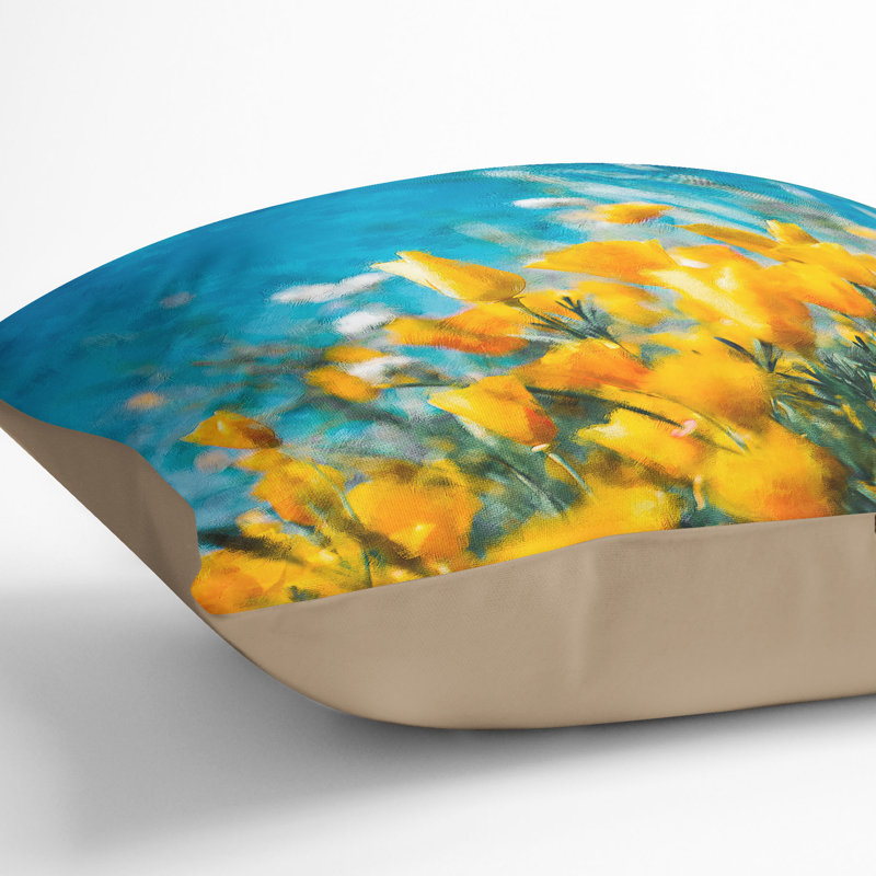 Blooming Flowers Cushion with Filling, Stone, 55cm H x 55cm W x 20cm D