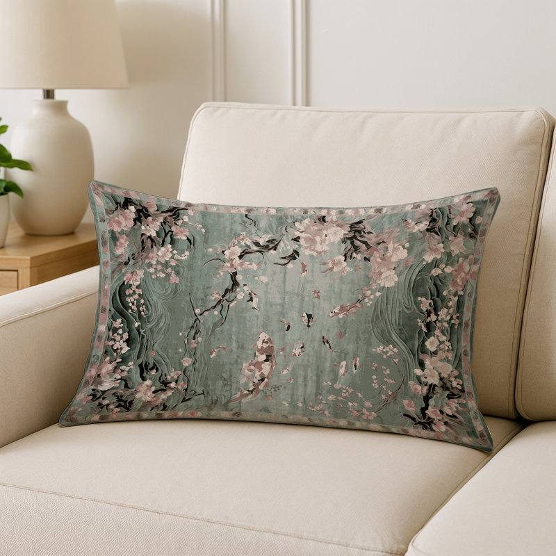 Coussin décoratif intérieur et extérieur Modern, Rectangle H 20 po x l 14 po, Brun floral 128