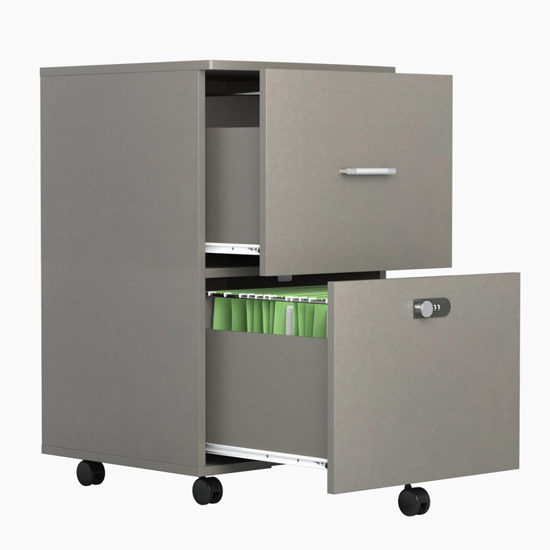Classeur vertical mobile 2 tiroirs Lusila, Gris antique / blanc