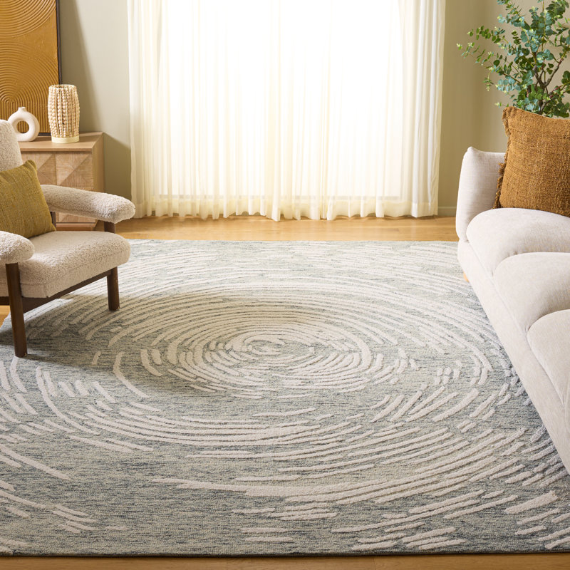 Abstract Hand Tufted Wool Abstract Rug, Rectangle 8' x 10'
