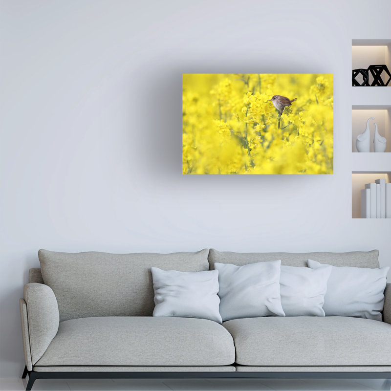 Œuvre sur toile, «Markus Hendel dans la mer jaune», H 12 po x l 19 po