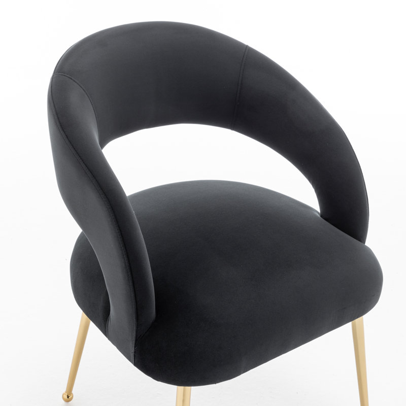 Lokelani 19.3'' H Velvet Upholstered Armchair, Black, 6