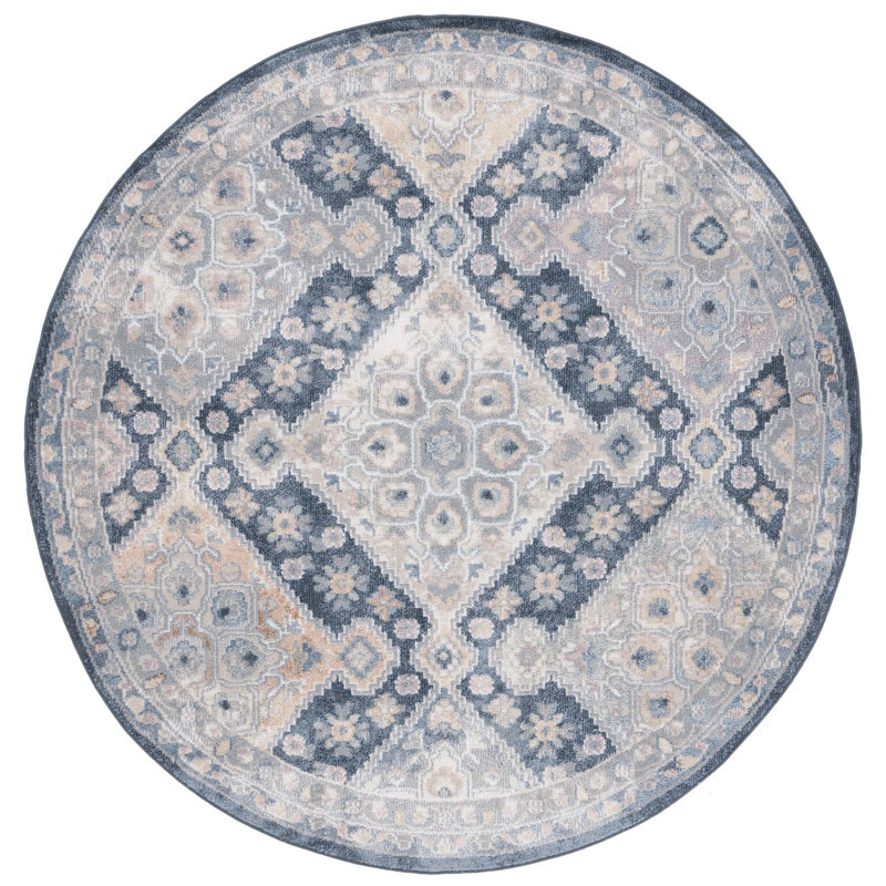 Tapis gris / bleu marine Hulse 220, Rond 6 pi 7 po