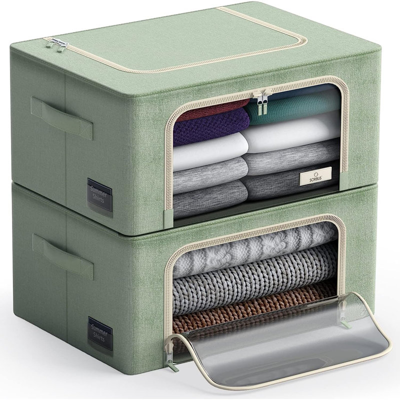 Boîte de rangement avec petite fenêtre bleue - paquet de 2, Bleu sarcelle