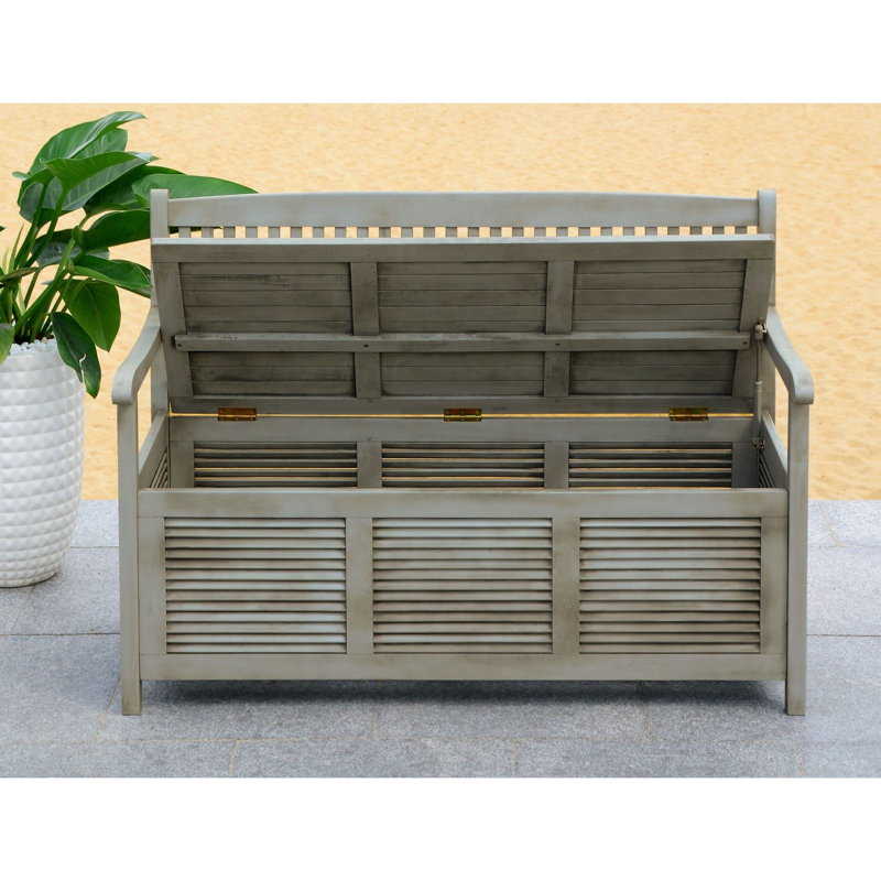 Solid Wood Acacia Outdoor Bench, Gray