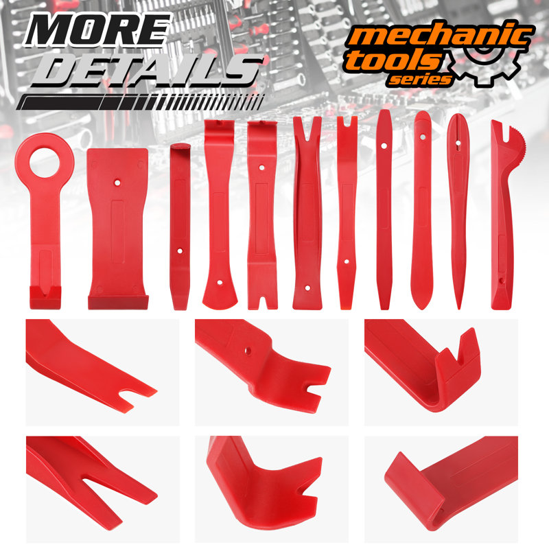 19Pcs Trim Removal Tool, Auto Clip Pliers Fastener Remover Set, Automotive Upholstery Removal Kit, Red