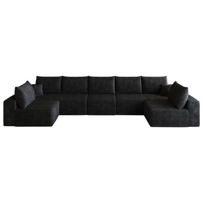 Canapé modulaire surdimensionné en nuage 166 pouces, canapé d'angle en velours côtelé en forme de U avec repose-pieds, canapé profond rembourré pour le salon, aucun assemblage requis