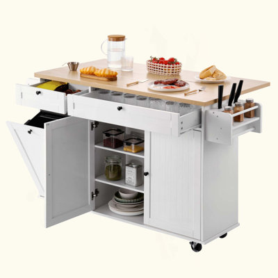 Kitchen Island Cart Rolling Storage Cabinet Table With Drawer Drop Leaf