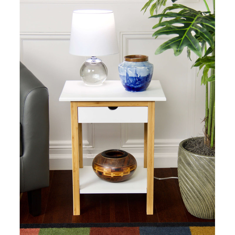 Alfie-Thomas End Table with Storage, White
