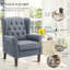 Button-Tufted Wingback Accent Chair - Solid Wood Legs with Rolled Arm &Thick Padded Cushion-603724948-575355502