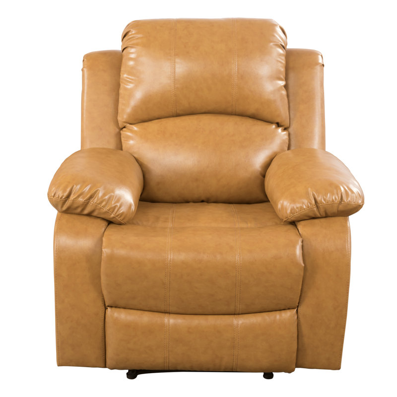 Ahart Vegan Leather Recliner, Ginger Faux Leather