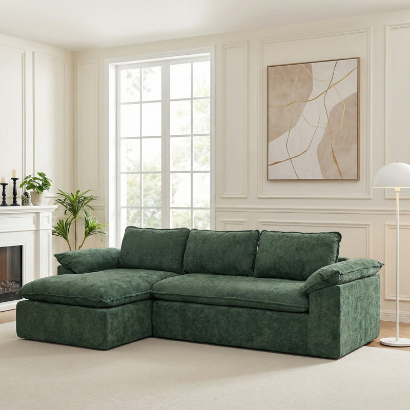 Canapé modulaire en L Cozy Modern, Vert