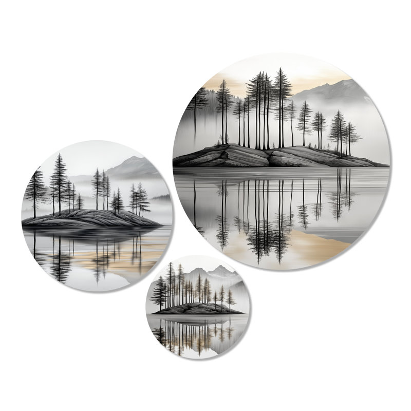 Décoration murale 3 pièces Elegant Forest Island View I - Paysage