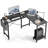 2-Set L-Shaped Computer Desk with Desk Monitor Stand and Side Storage Bag-805839047