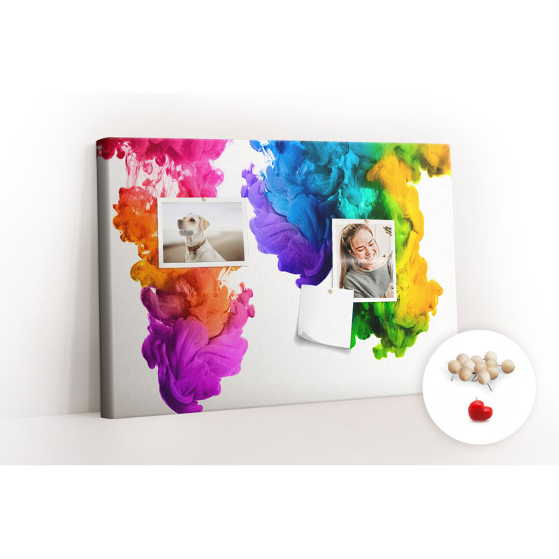 Wall Mounted cork board with print decorative wall message pin boards for office bulletin board ideas Rainbow in water