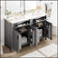 Meuble-lavabo moderne de 48 pouces avec lavabo en céramique, portes à fermeture en douceur, tiroir rabattable et tablettes de porte à double couche pour un rangement élégant-1525433845