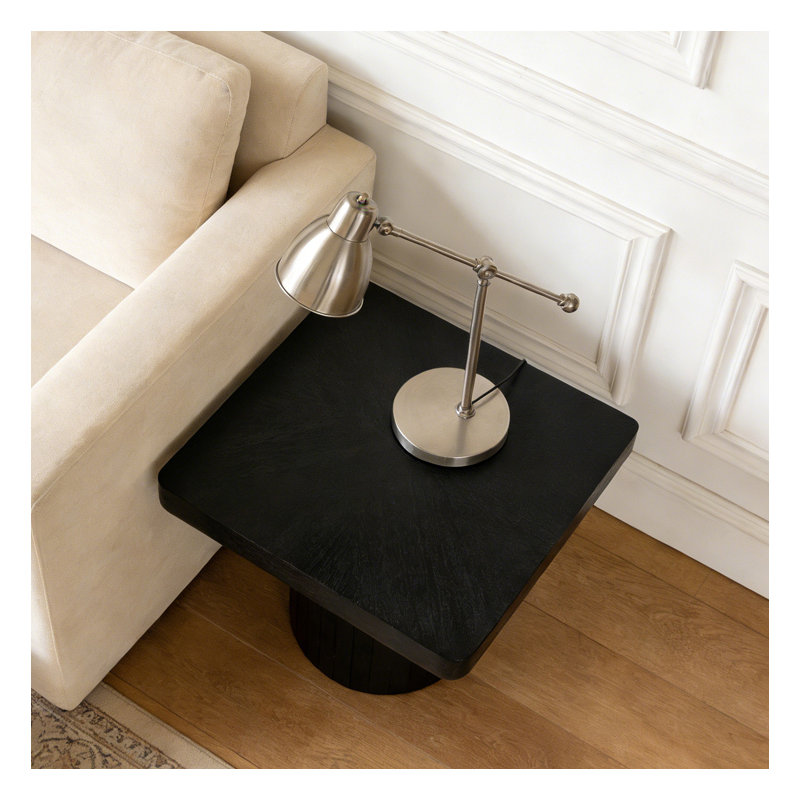 Table de bout moderne en placage de bois massif 23,6 po