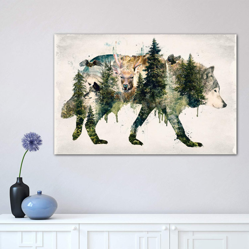 Walk With Wolves by Barrett Biggers - Wrapped Canvas Painting, 66.04 cm H x 45.72 cm W x 3.175 cm D