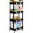 4-Tier Rolling Storage Cart With Lockable Wheels, Multi-Purpose Mobile Organizer For Kitchen, Bathroom, Laundry Room, Includes Classification Stickers