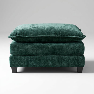 Modular Ottoman for Sectional Sofa with Double Layer Cushion and Breathable Chenille Upholstery in Green, Perfect for Living Rooms, Bedrooms, and Apartments