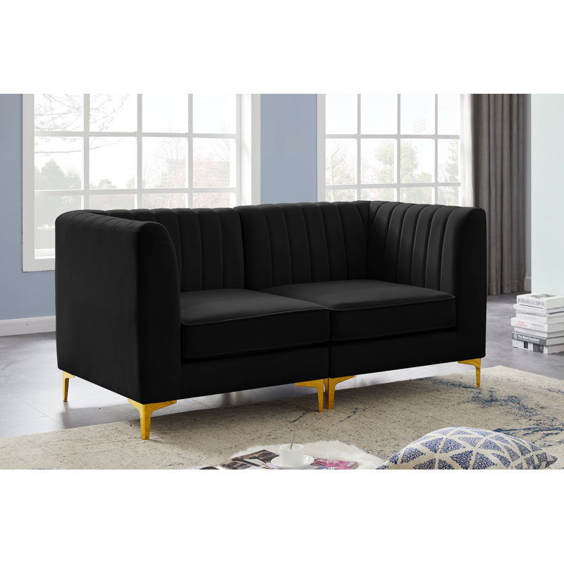Canapé modulaire Enson, Velours noir