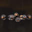 Lustre à intensité variable 8 lumières moderne avec abat-jour en verre gris fumée