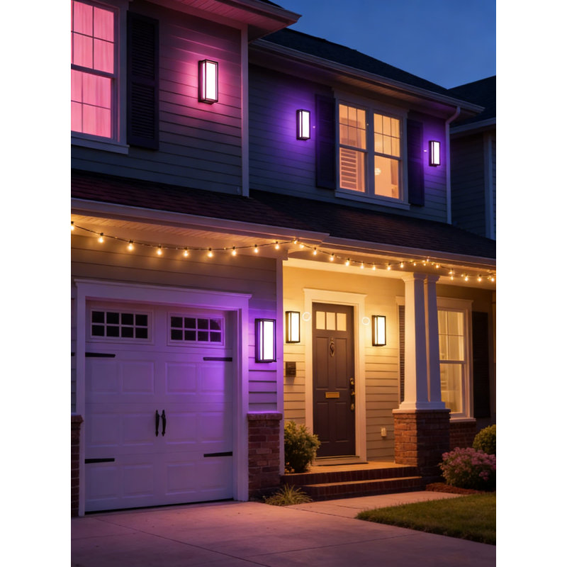 Smart Outdoor Wall Lights 2 Pack, 1500LM RGBCW Color Changing Porch Lights, IP65 Waterproof, Alexa Google Assistant Voice Control, ETL Listed Exterior Lighting Fixtures